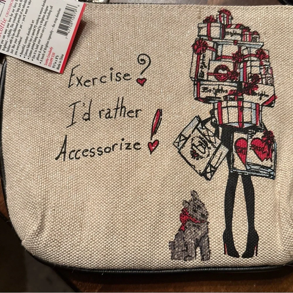 NWT  Brighton "Scottie Dog Crossbody" Canvas Purse/Clutch - Picture 5 of 7